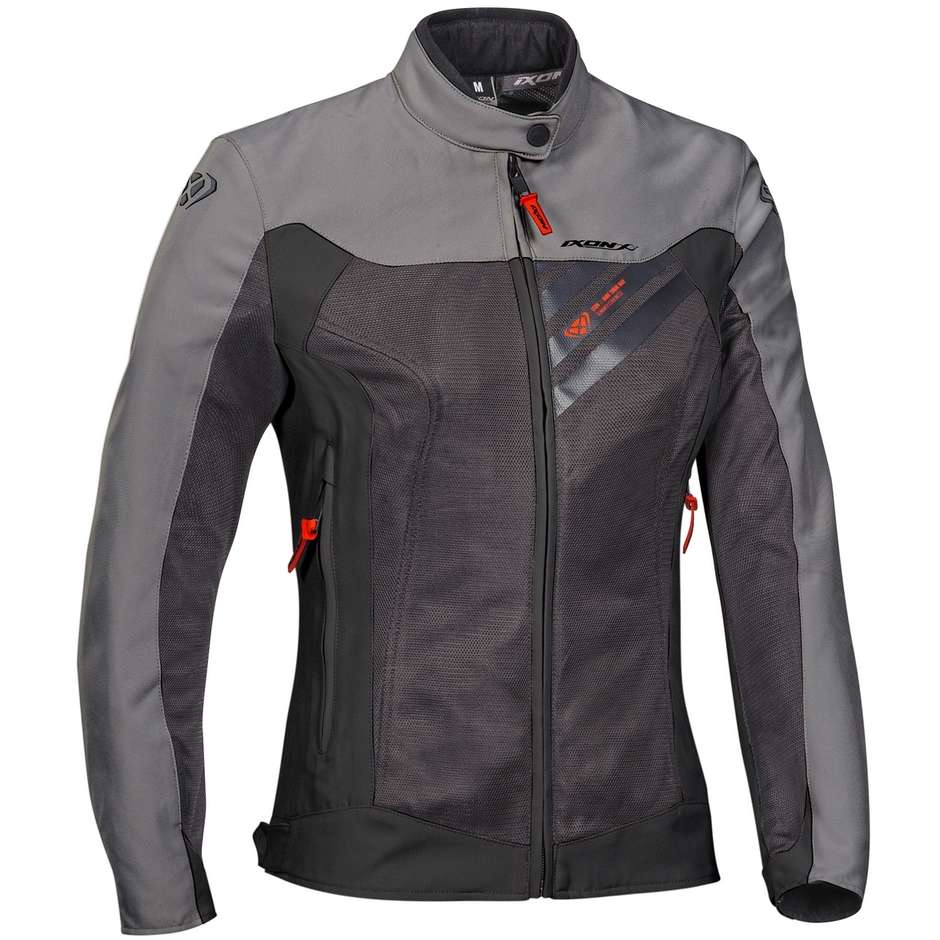 Ixon ORION LADY Summer Women's Motorcycle Jacket Anthracite Gray Red