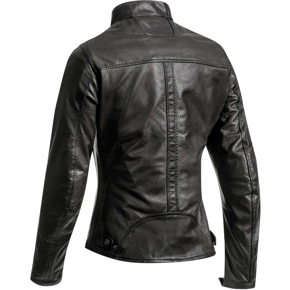 Ixon Perforated Leather Motorcycle Jacket Model Crank Air Lady Black