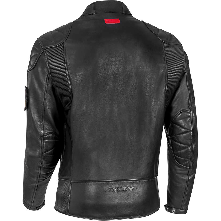 Ixon PIONEER Custom Leather Motorcycle Jacket Black White Red