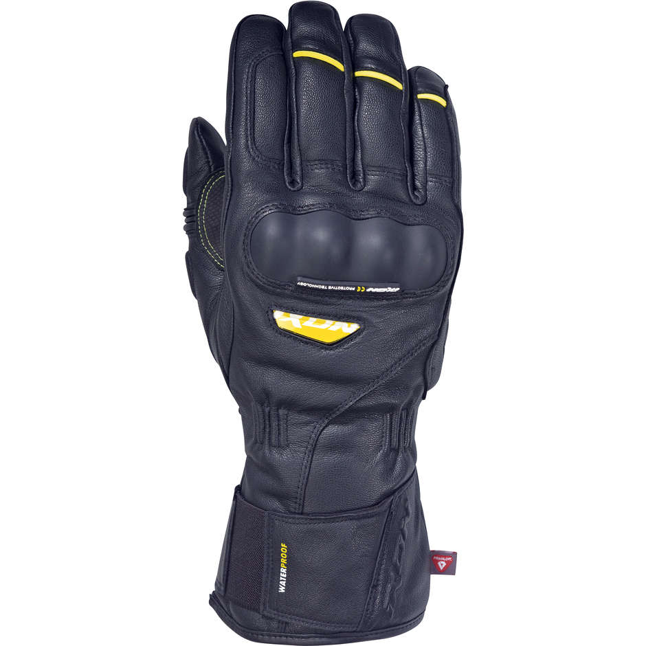 Ixon PRO CONTINENTAL Leather and Fabric Motorcycle Gloves Black Yellow Vivo