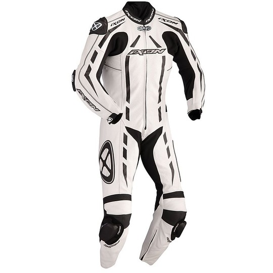 Ixon Pulsar Junior Professional Combinaison de moto en cuir Blanc Noir Argent