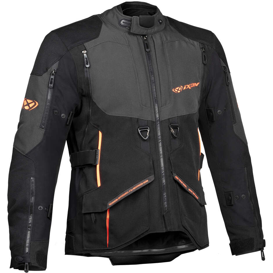 Ixon RAGNAR 3 in 1 Adventure Fabric Motorcycle Jacket Black Anthracite Orange