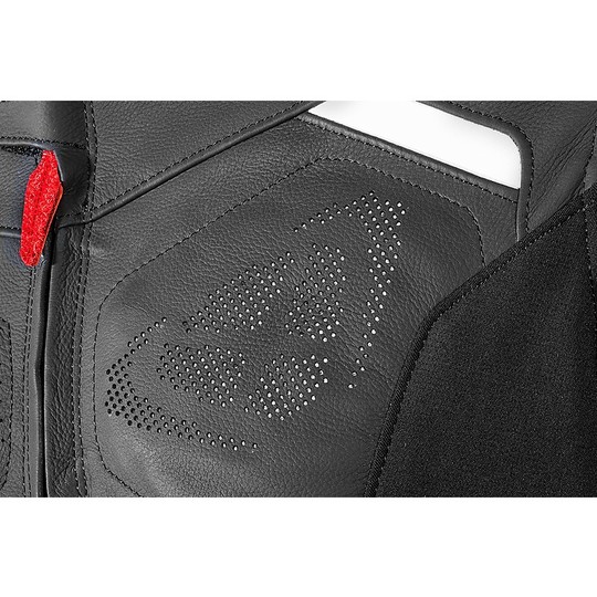 Ixon RHINO Motorradjacke aus perforiertem Leder Weiß Schwarz Rot