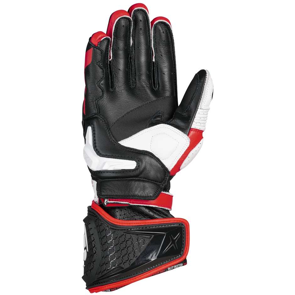 Ixon RS ALPHA Racing Leather Motorcycle Glove Black White Red