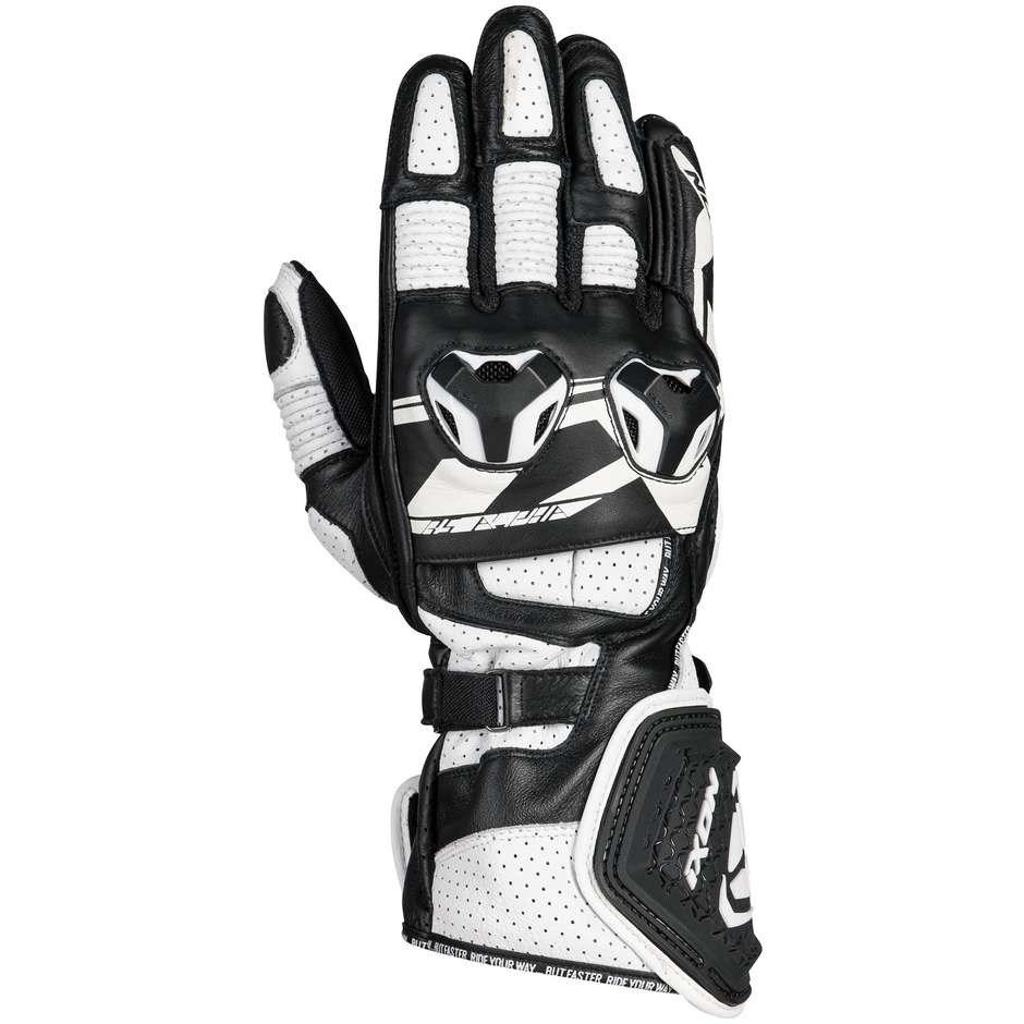 Ixon RS ALPHA Racing Leather Motorcycle Glove Black White