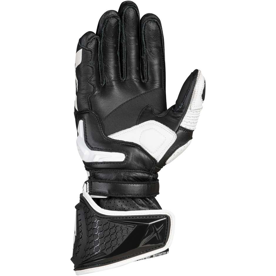 Ixon RS ALPHA Racing Leather Motorcycle Glove Black White