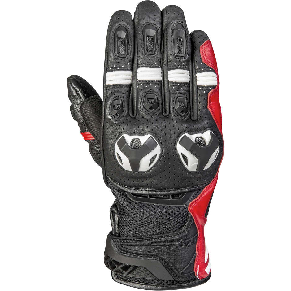 Ixon RS CALL AIR Summer Leather and Fabric Motorcycle Gloves Black Red