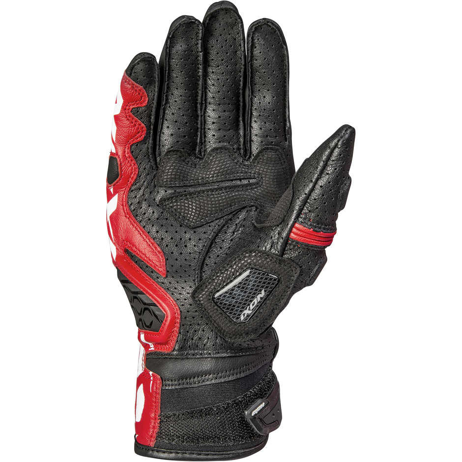 Ixon RS CALL AIR Summer Leather and Fabric Motorcycle Gloves Black Red