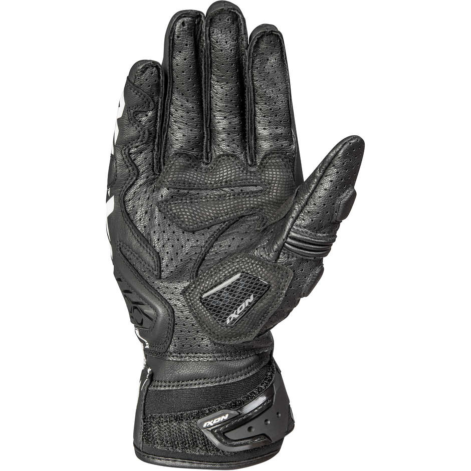 Ixon RS CALL AIR Summer Leather and Fabric Motorcycle Gloves Black White
