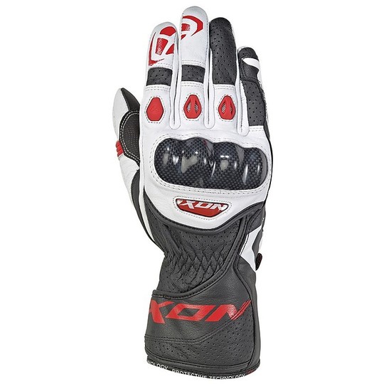 Ixon RS Circuit 2 Motorcycle Racing Gloves In Black White Red Leather