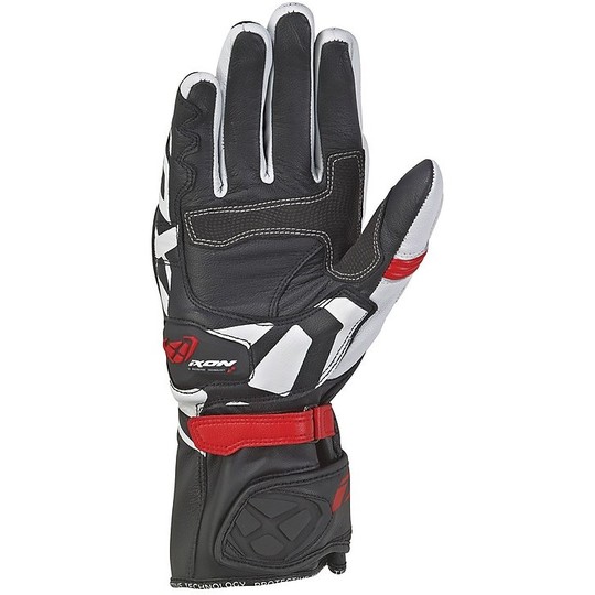 Ixon RS Circuit 2 Motorcycle Racing Gloves In Black White Red Leather