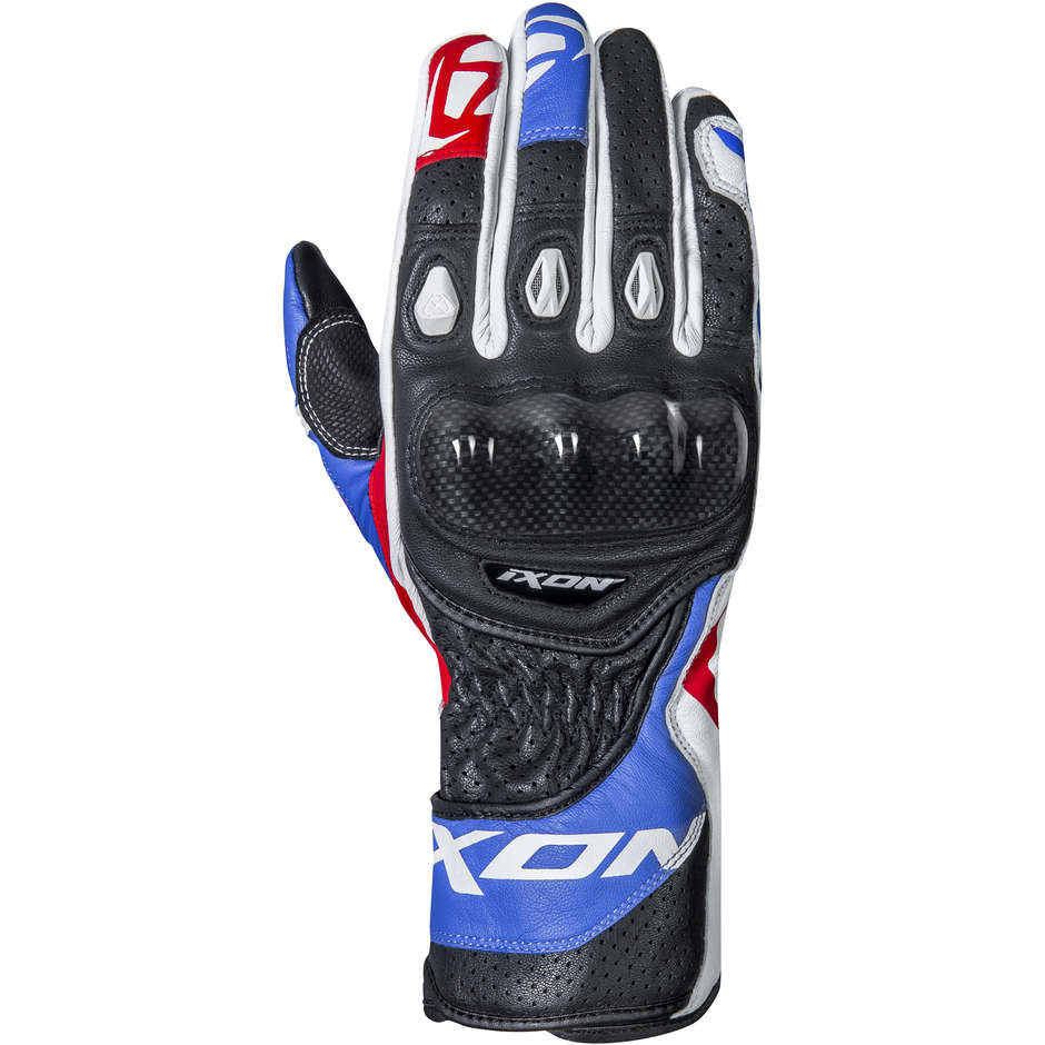 Ixon RS CIRCUIT-R Sports Leather Motorcycle Gloves Black Blue White Red