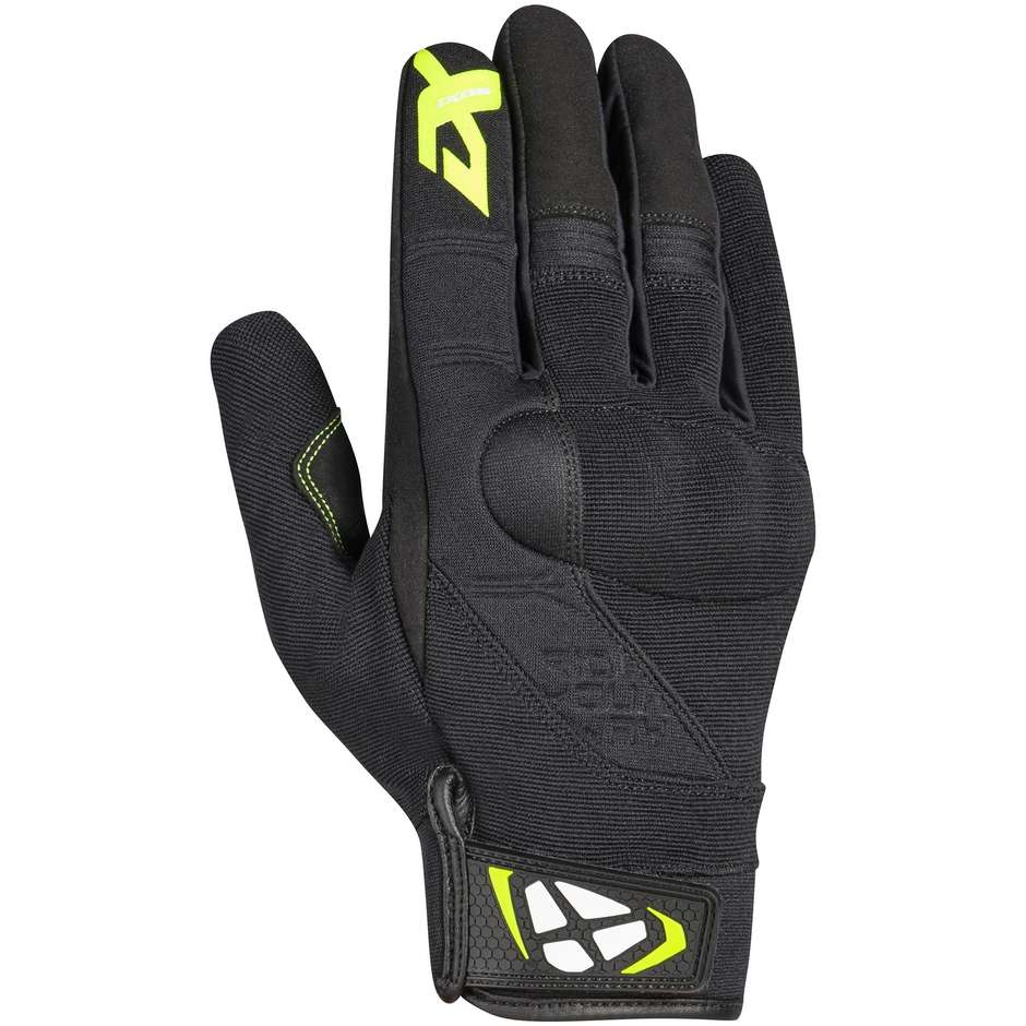 Ixon RS DELTA Summer Motorcycle Gloves Black White Yellow Fluo