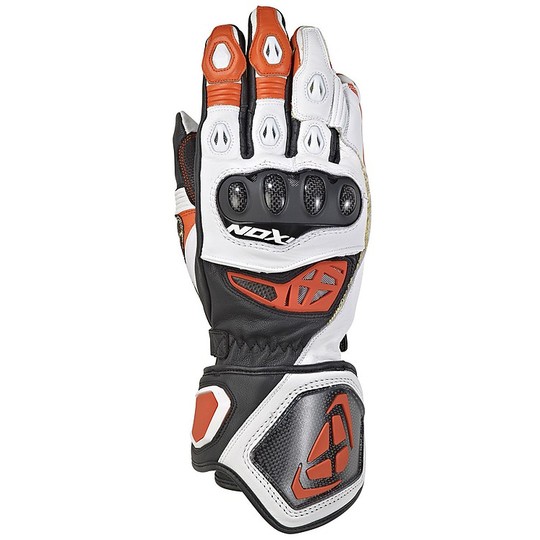 Ixon RS Genius 2 Motorcycle Gloves In Black White Orange Leather