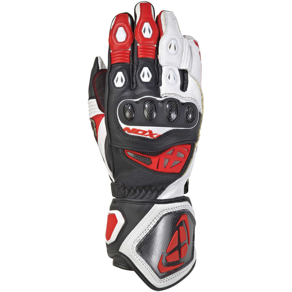 Ixon RS Genius 2 Motorcycle Gloves In Black White Red Leather