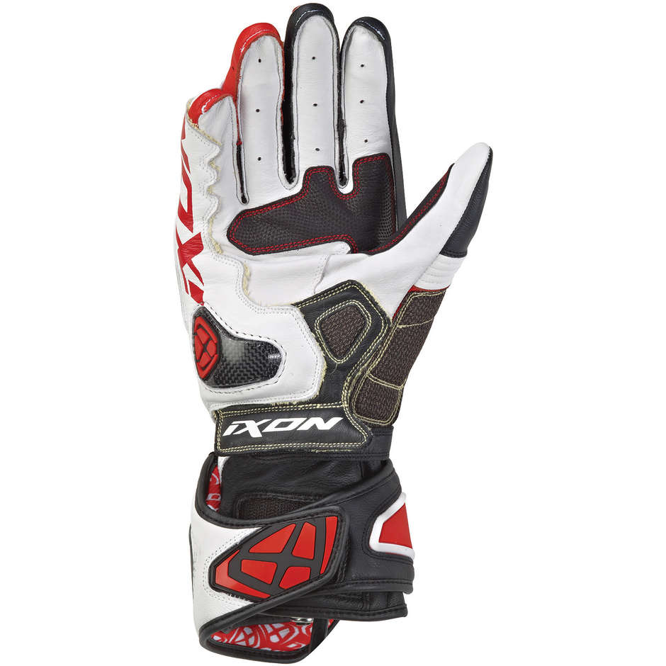 Ixon RS Genius 2 Motorcycle Gloves In Black White Red Leather