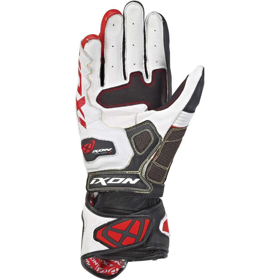 Ixon RS Genius Replica Moto Gloves In Black White Red Leather