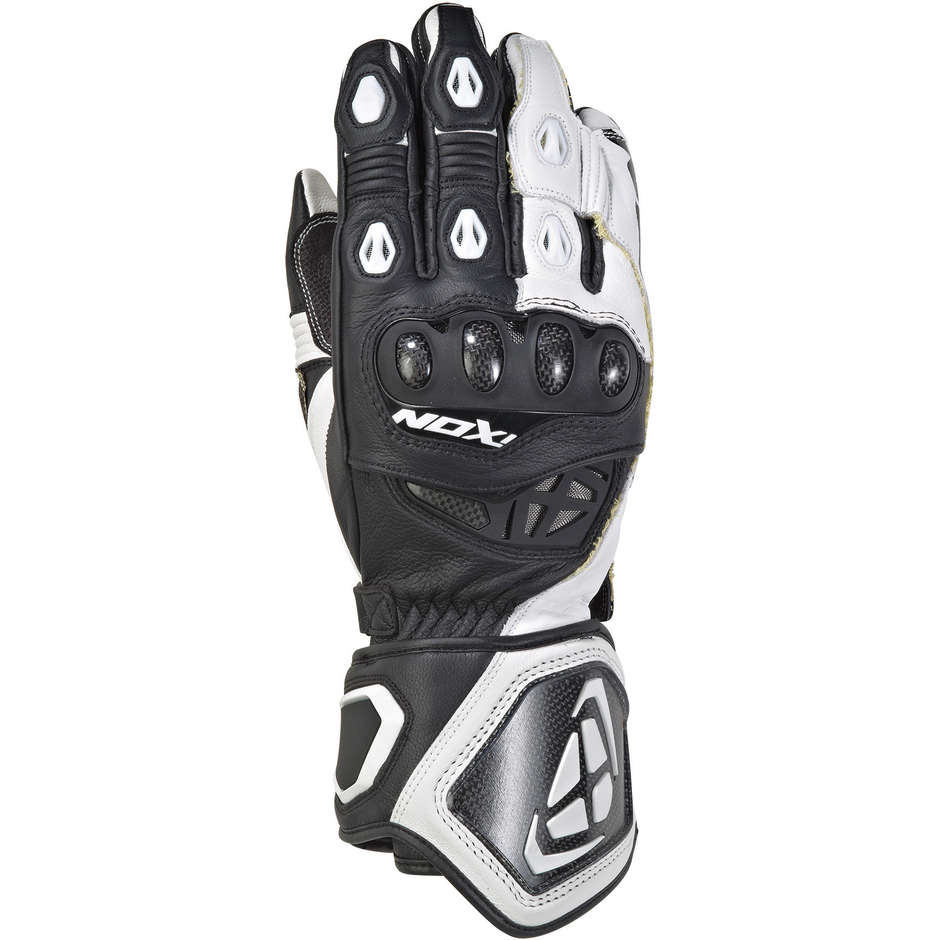 Ixon RS Genius Replica Motorcycle Gloves In Black White Leather