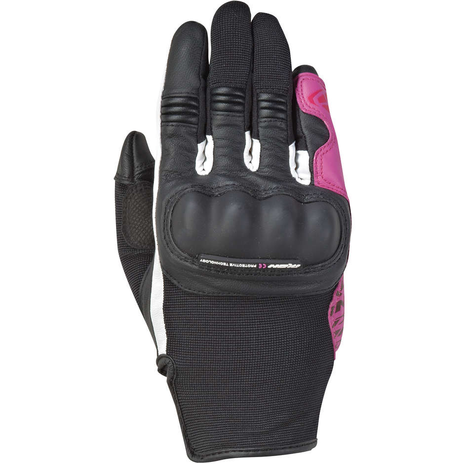 Ixon RS Grip 2 Damen Sommer Motorrad Handschuhe aus schwarzem Leder und Stoff
