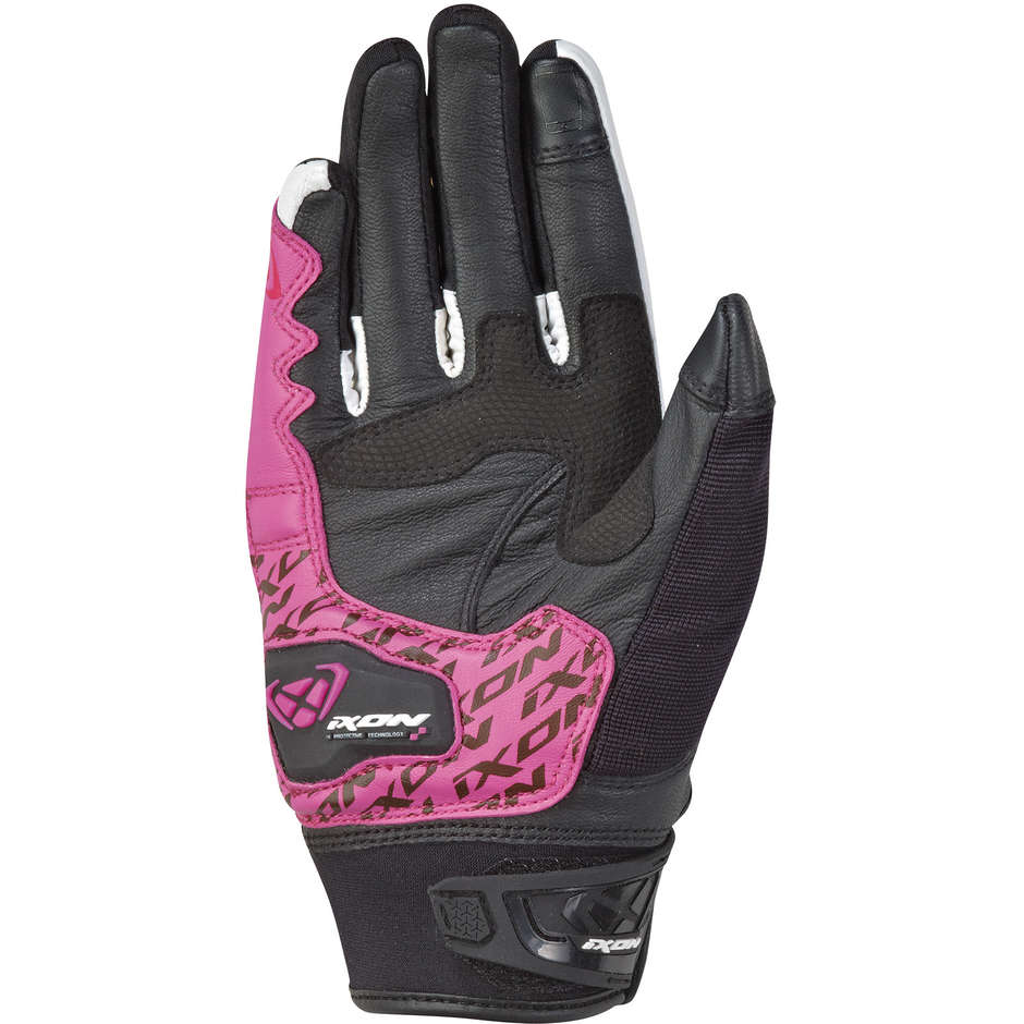 Ixon RS Grip 2 Damen Sommer Motorrad Handschuhe aus schwarzem Leder und Stoff
