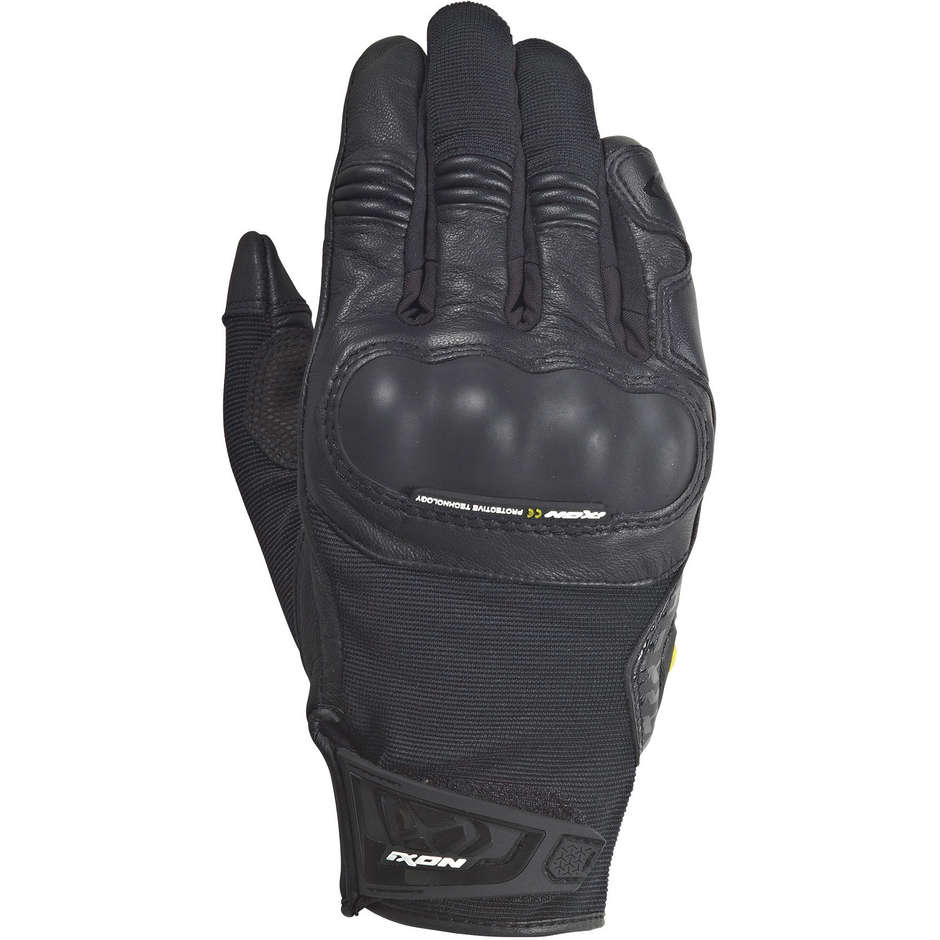 Ixon RS Grip 2 Sommer Motorrad Handschuhe aus schwarzem Leder und Stoff