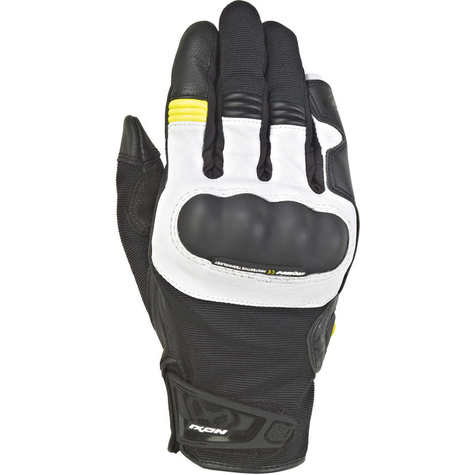 Ixon RS Grip 2 Summer Motorcycle Gloves in Black and White Vivo Leather and Fabric