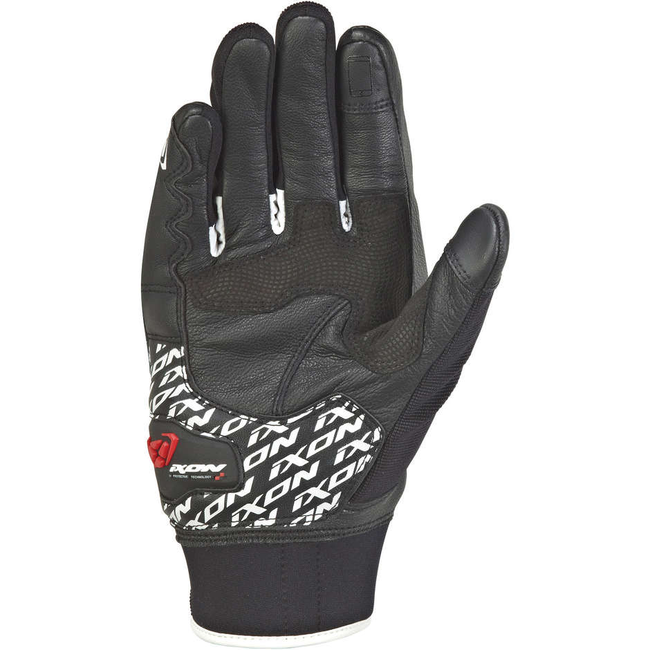 Ixon RS Grip 2 Summer Motorcycle Gloves in Black White Leather and Fabric