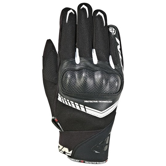 Ixon RS Loop 2 Summer Motorcycle Gloves In Black White Fabric