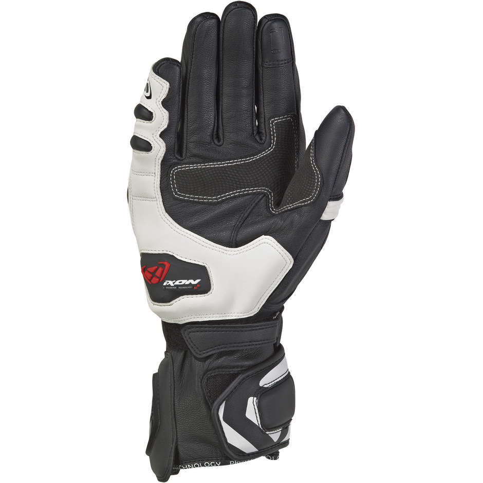 Ixon RS Racing Leather Motorcycle Gloves Black White