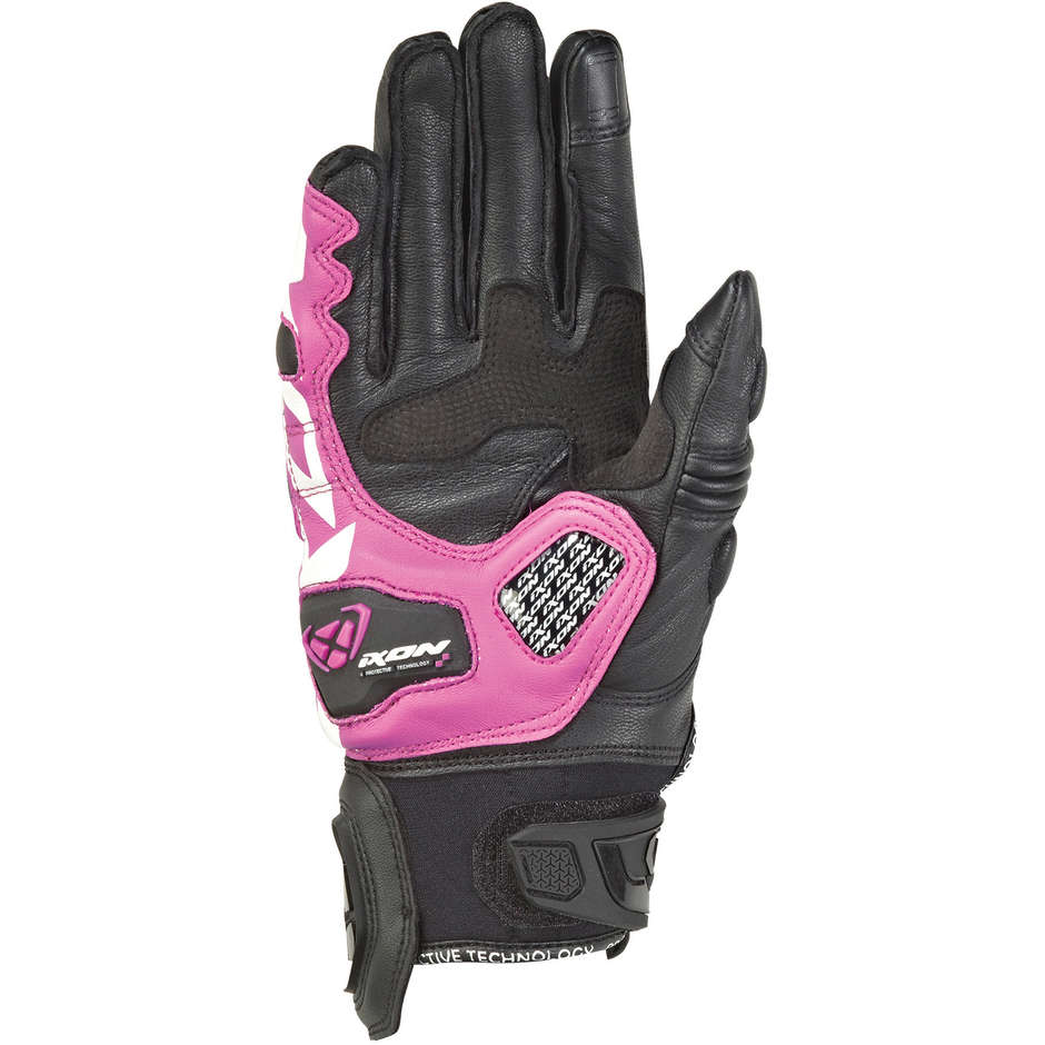 Ixon RS Recall Lady Motorcycle Gloves In Black Fuchsia Leather and Fabric