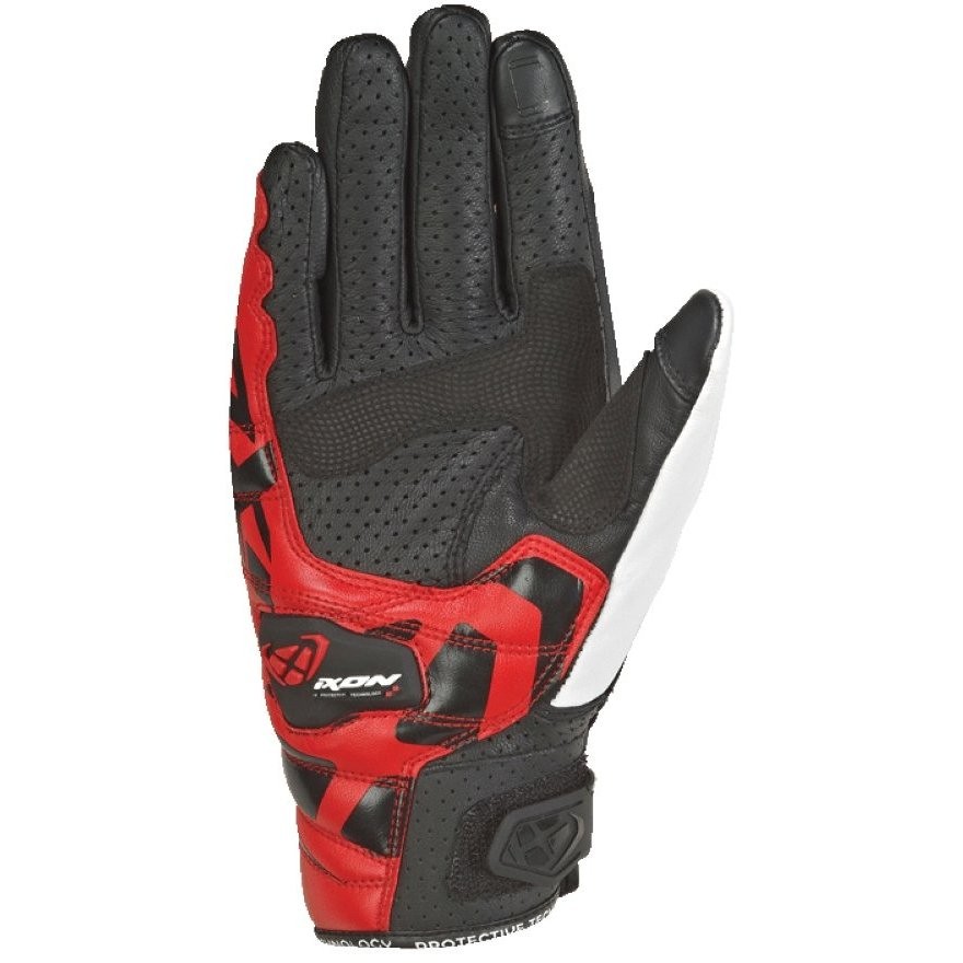 Ixon RS Recon Air Sommer Motorrad Handschuhe in schwarz rot Leder und Stoff