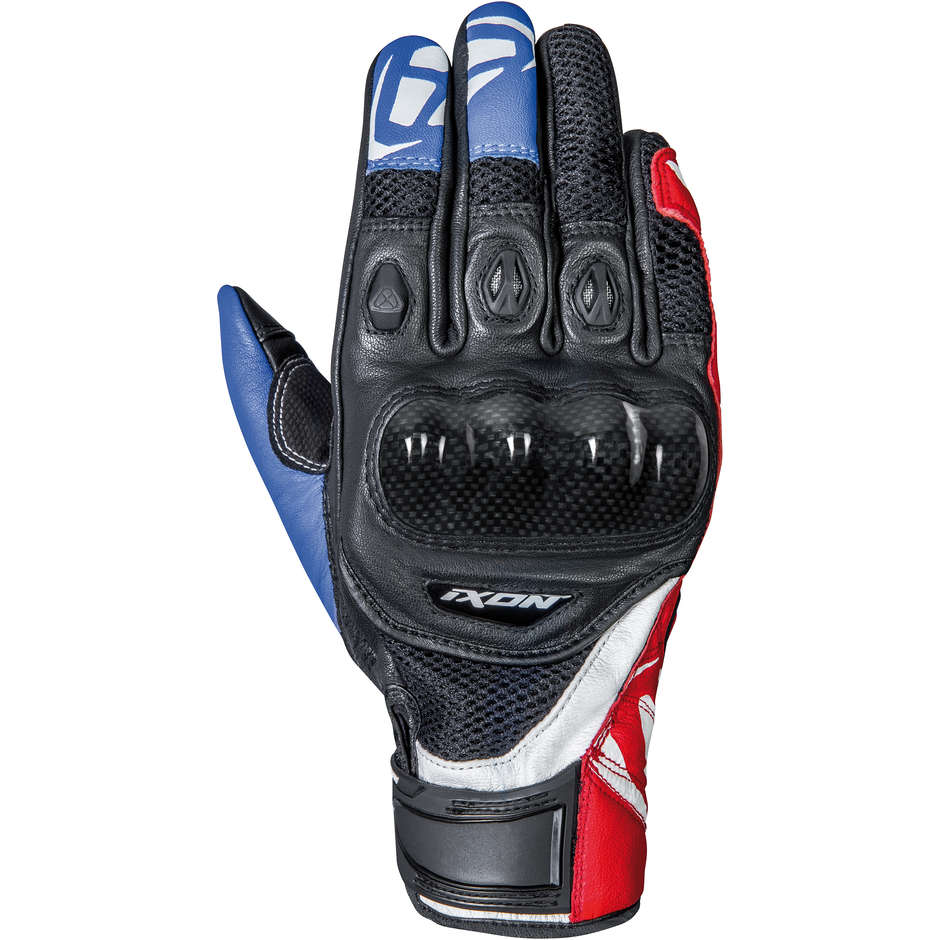 Ixon RS RECON AIR Summer Leather and Fabric Motorcycle Gloves Black Blue Red White