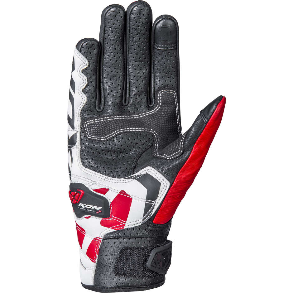 Ixon RS RECON AIR Summer Leather and Fabric Motorcycle Gloves Black Red White