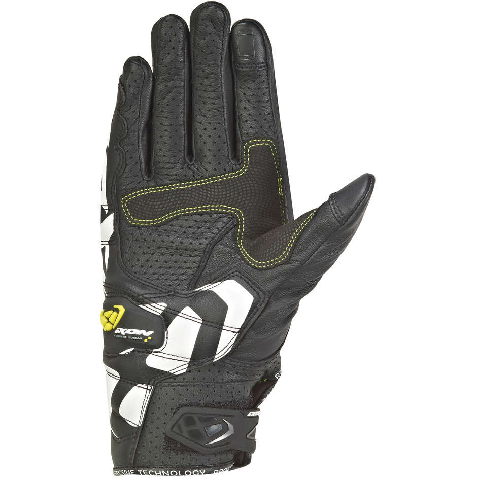 Ixon RS Recon Air Summer Motorcycle Gloves in Black White Leather and Fabric