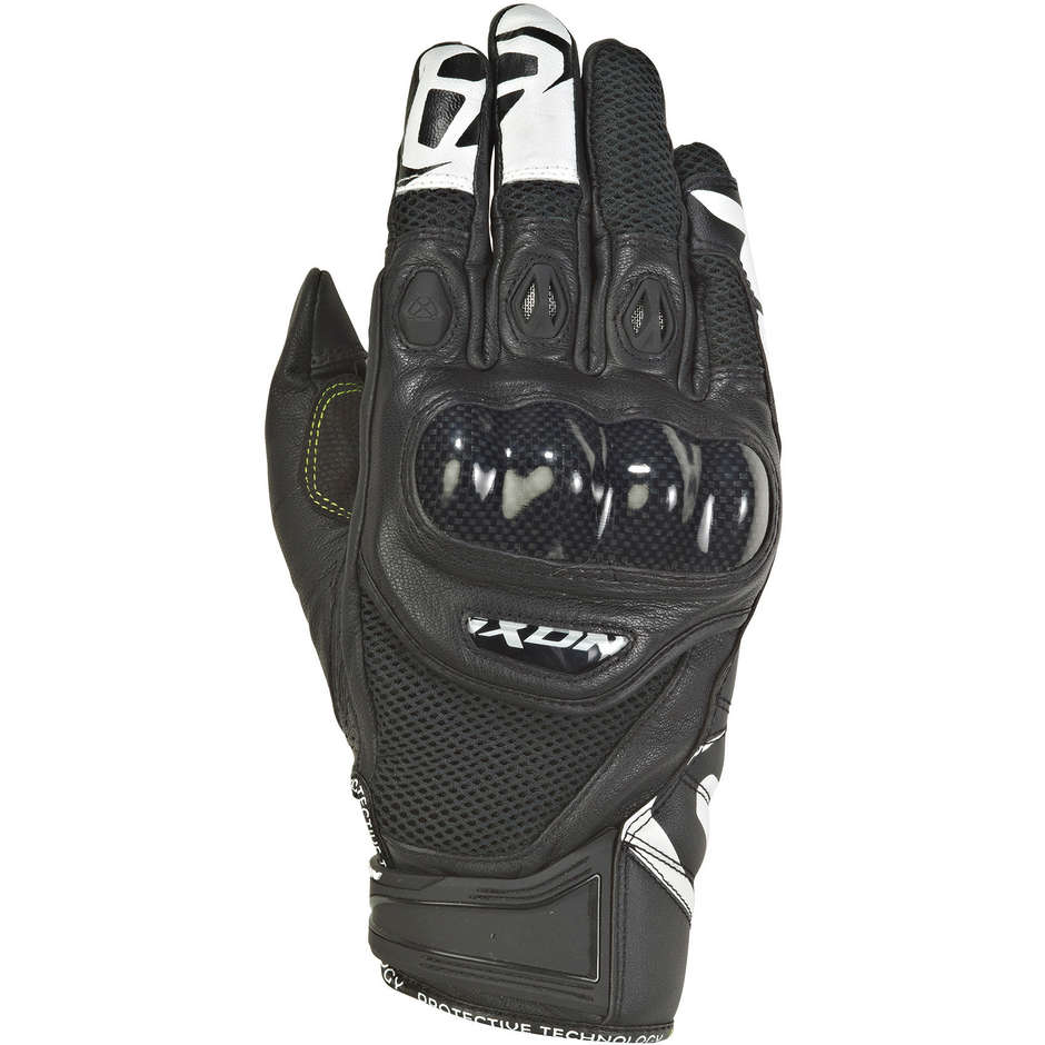Ixon RS Recon Air Summer Motorcycle Gloves in Black White Leather and Fabric