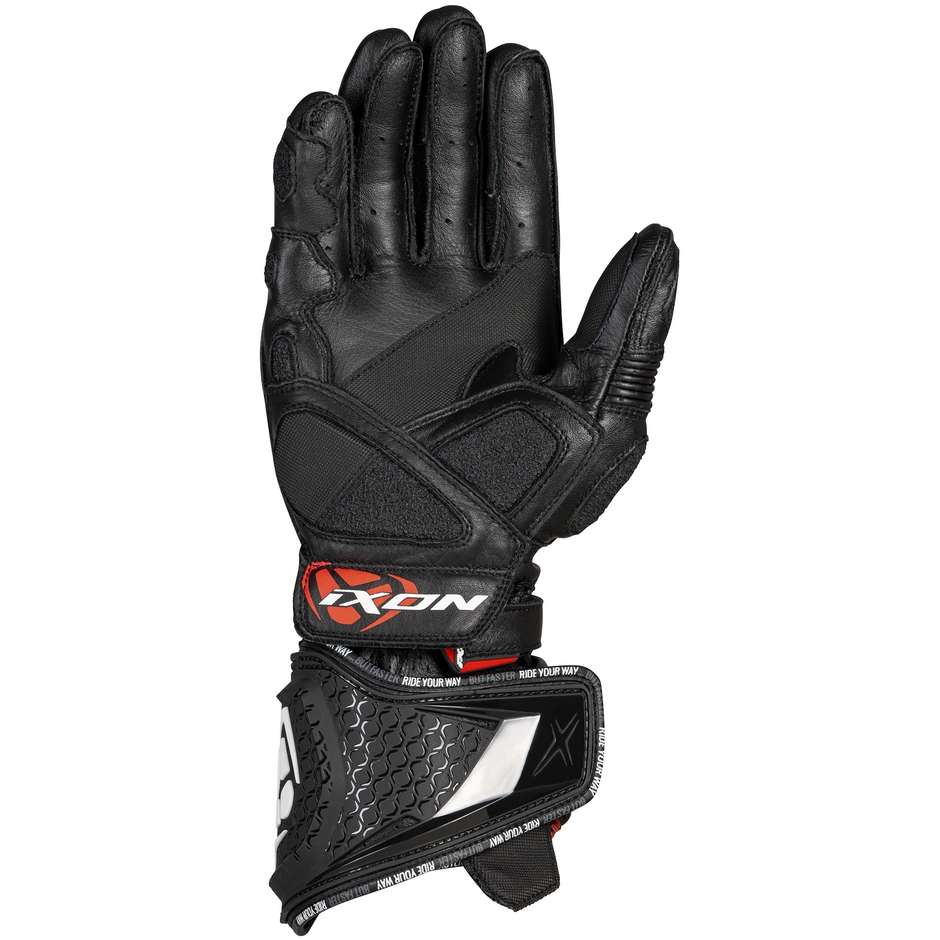 Ixon RS REPLICA Leather Motorcycle Racing Gloves Black White