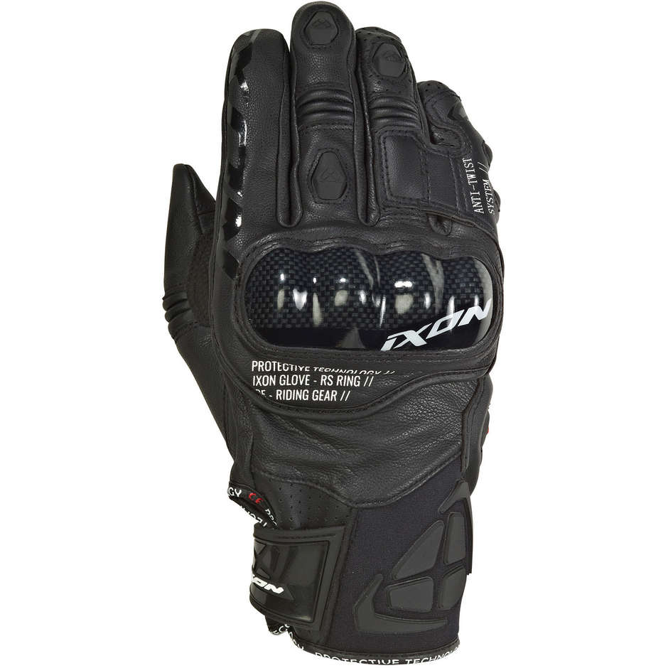 Ixon RS Ring Motorcycle Racing Gloves in Black Leather and Fabric