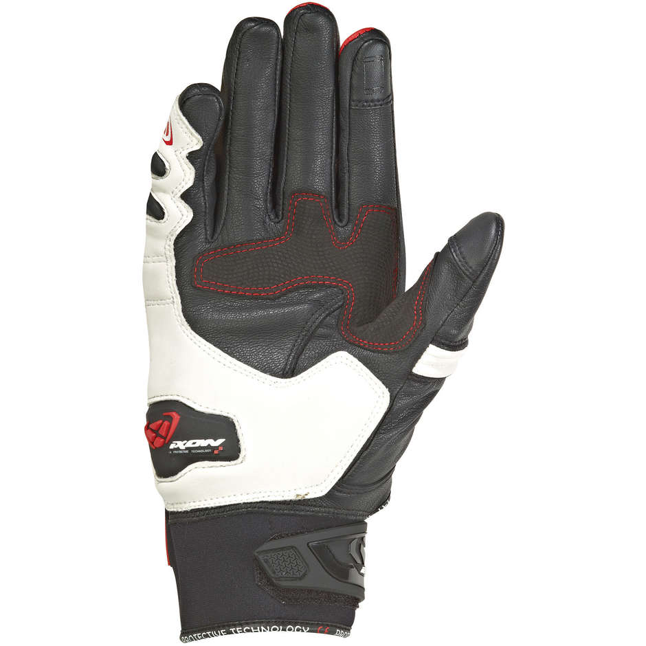 Ixon RS Ring Motorcycle Racing Gloves in Black Red Leather and Fabric