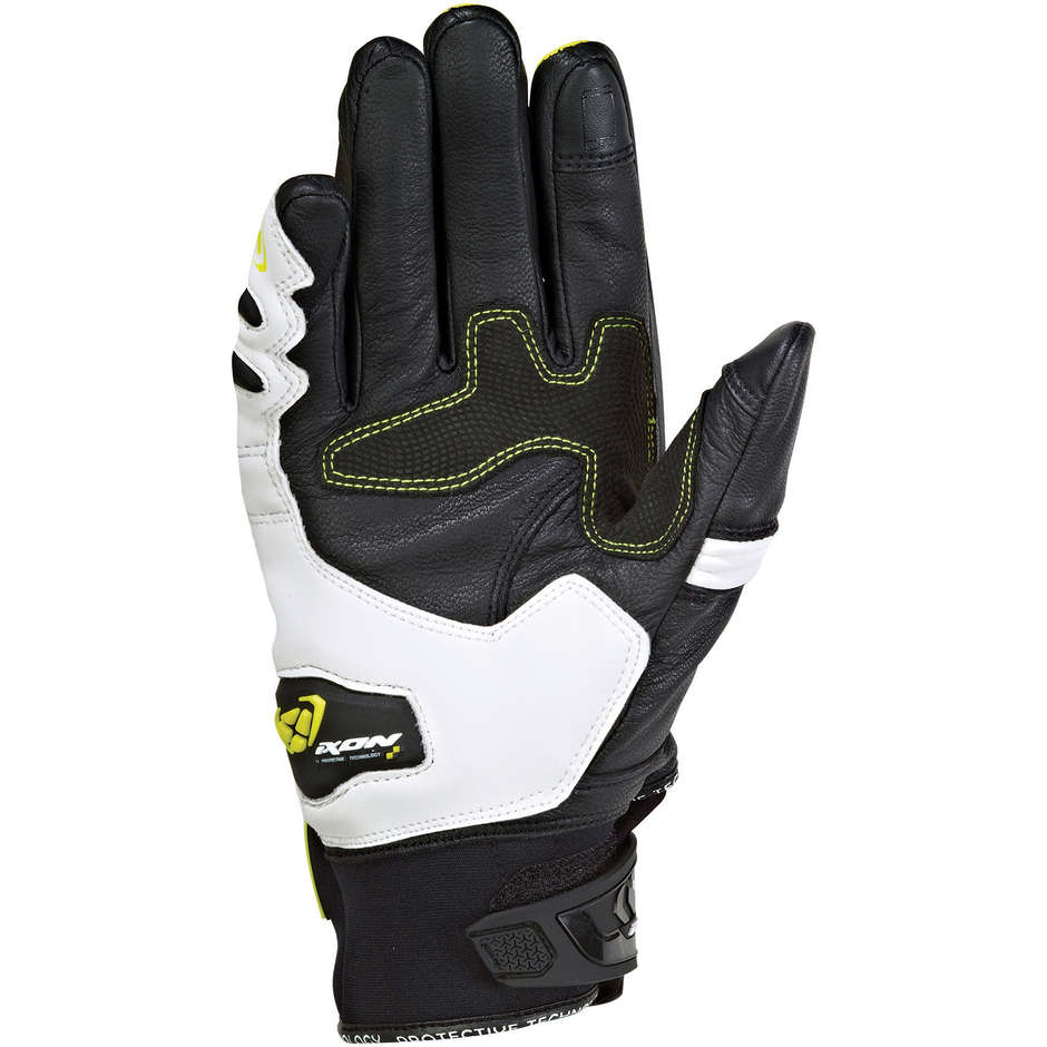Ixon RS Ring Motorcycle Racing Gloves In Black White Vivo Leather and Fabric