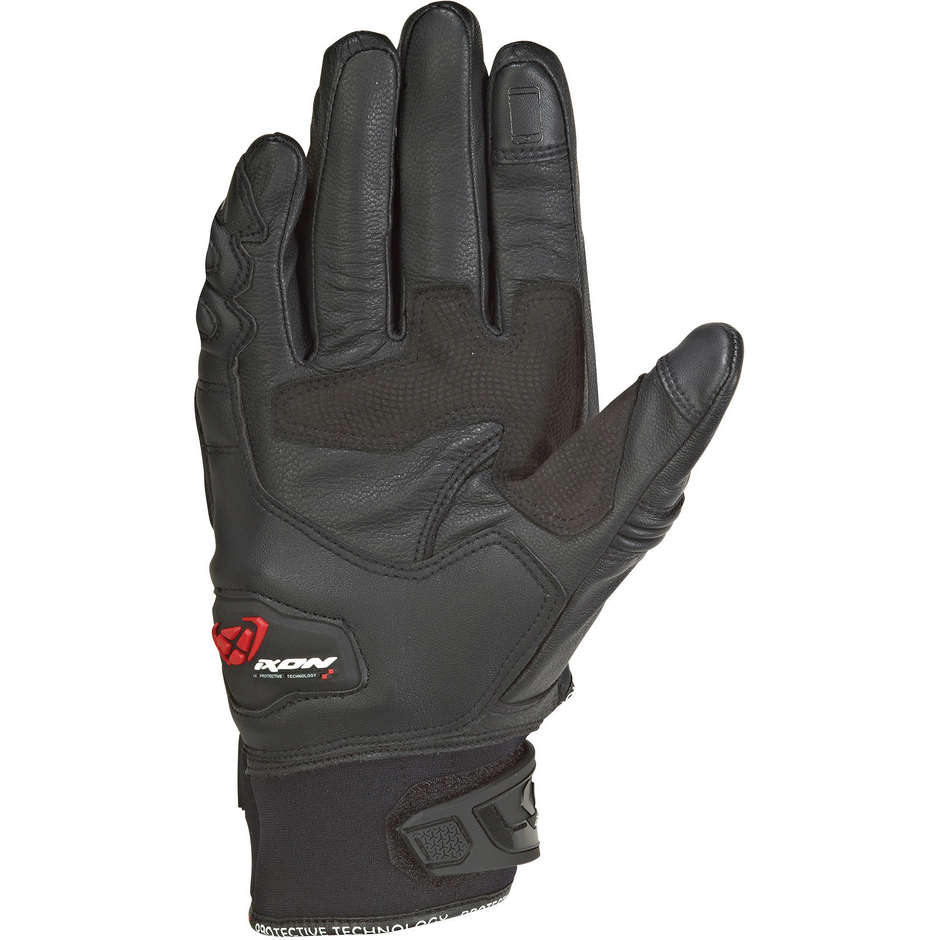 Ixon RS Ring Motorrad Racing Handschuhe aus schwarzem Leder und Stoff