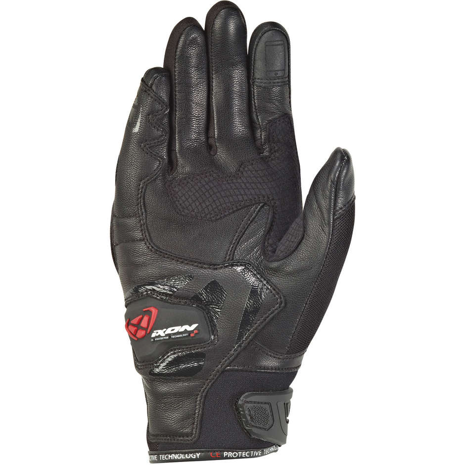 Ixon RS Rise Air 2 Damen Sommer Motorrad Handschuhe aus schwarzem Leder und Stoff