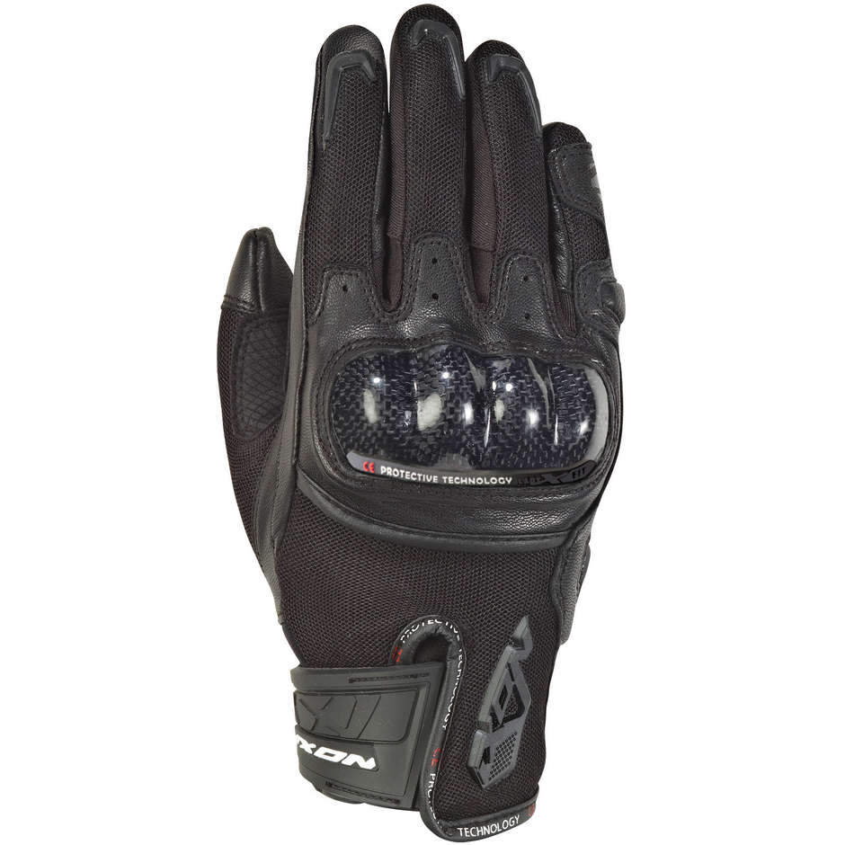 Ixon RS Rise Air 2 Damen Sommer Motorrad Handschuhe aus schwarzem Leder und Stoff