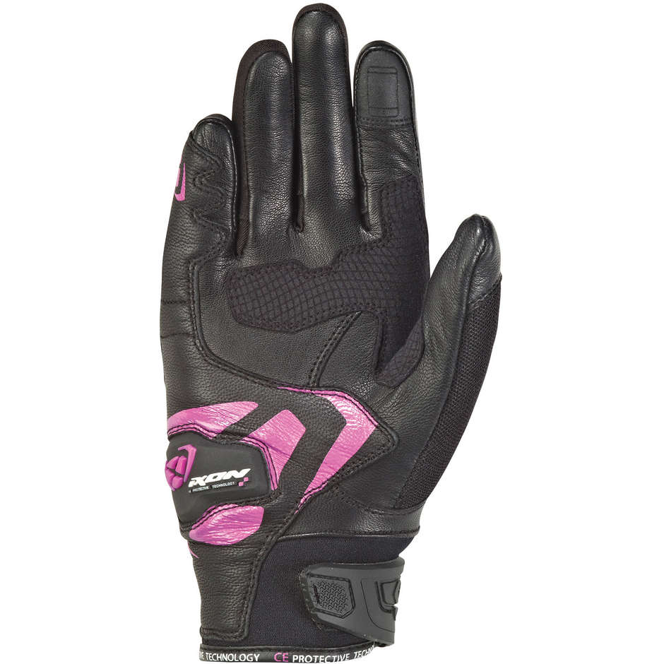 Ixon RS Rise Air 2 Damen Sommer Motorrad Handschuhe In Schwarz Fuchsia Leder und Stoff