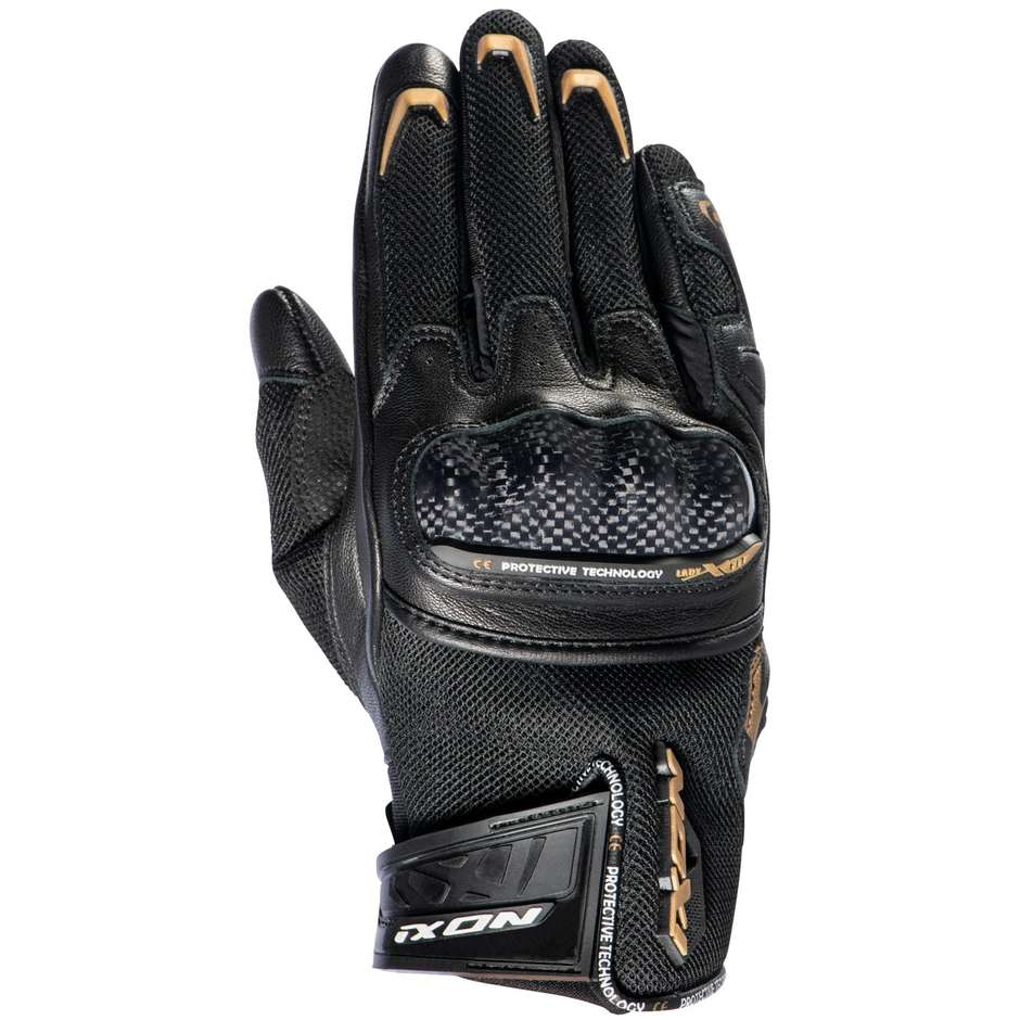 Ixon RS Rise Air 2 Lady Summer Motorcycle Gloves In Black Gold Leather and Fabric