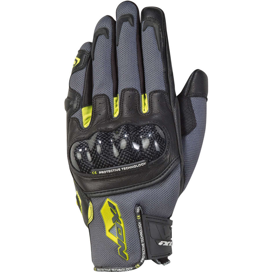 Ixon RS Rise Air 2 Sommer Motorrad Handschuhe in Grau Vivo Leder und Stoff