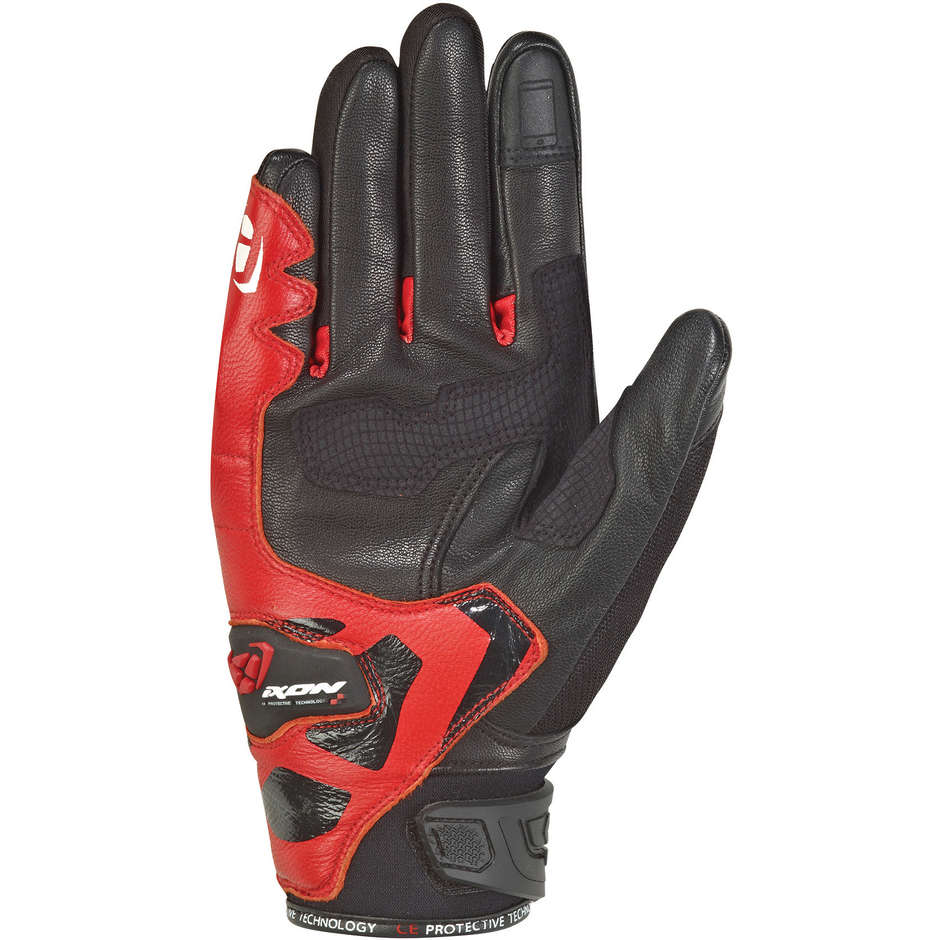 Ixon RS Rise Air 2 Sommer Motorrad Handschuhe in Schwarz Rot Leder und Stoff