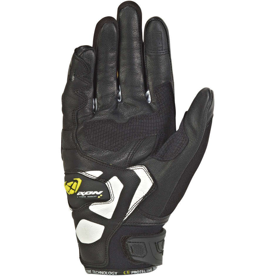 Ixon RS Rise Air 2 Sommer Motorrad Handschuhe in Schwarz Weiß Leder und Stoff