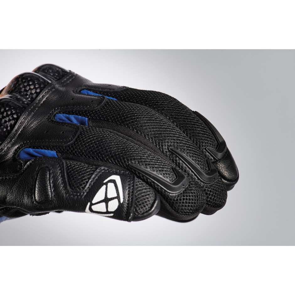Ixon RS Rise Air 2 Summer Motorcycle Gloves In Black Blue Leather and Fabric