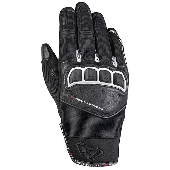 Ixon RS RUN Leather and Fabric Motorcycle Gloves Black White