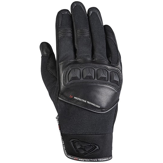 Ixon RS RUN Leather and Fabric Motorcycle Gloves Black
